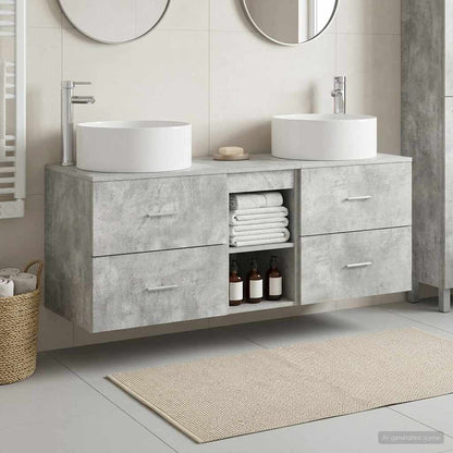 vidaXL Bathroom Furniture Set 3 pcs Concrete Grey 129 x 44.5 x 80 cm 1