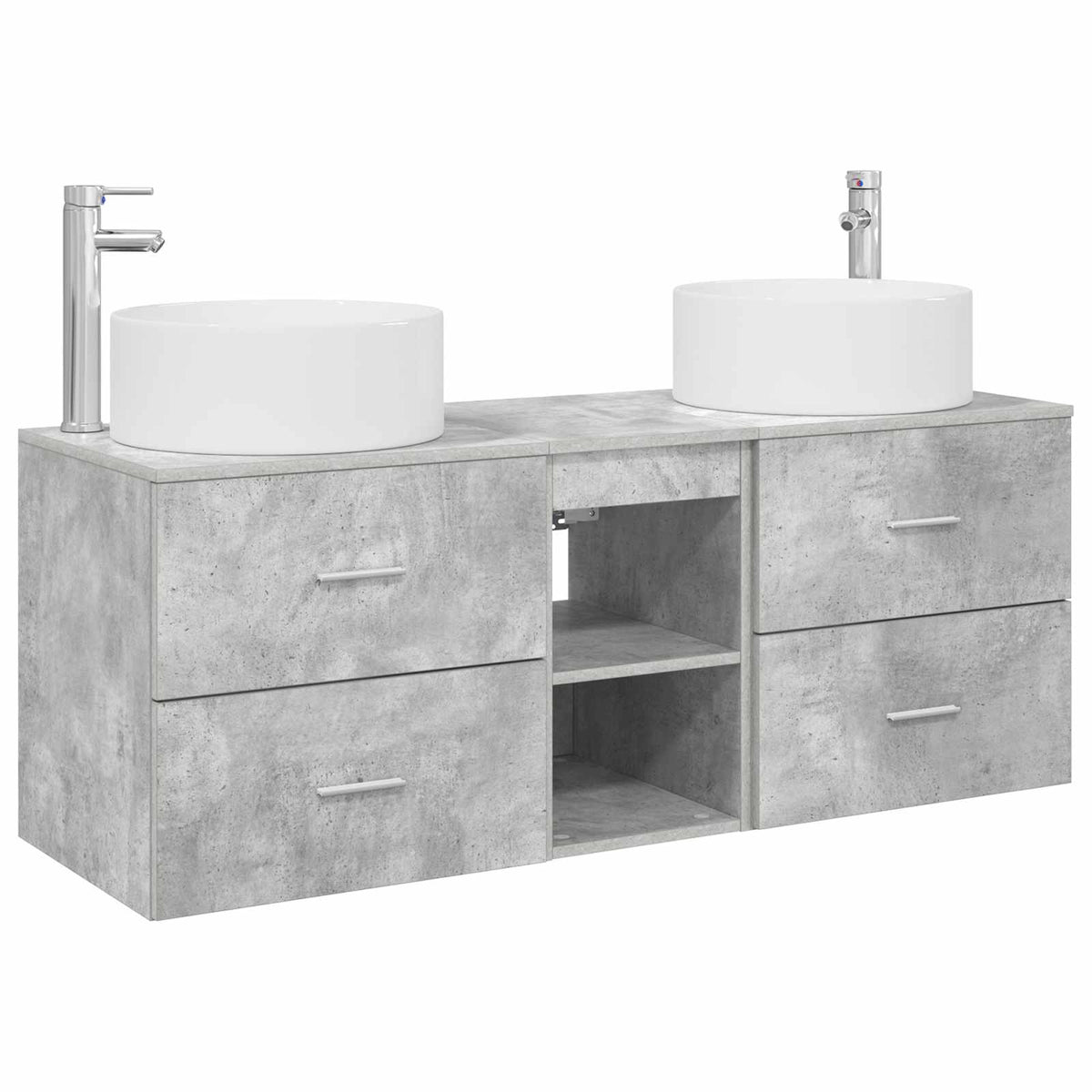 vidaXL Bathroom Furniture Set 3 pcs Concrete Grey 129 x 44.5 x 80 cm 2