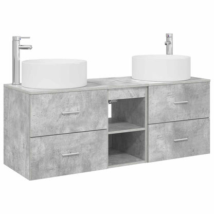 vidaXL Bathroom Furniture Set 3 pcs Concrete Grey 129 x 44.5 x 80 cm 2
