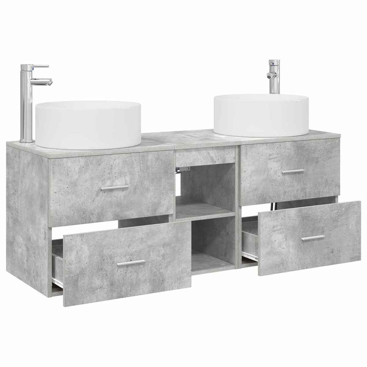 vidaXL Bathroom Furniture Set 3 pcs Concrete Grey 129 x 44.5 x 80 cm 4