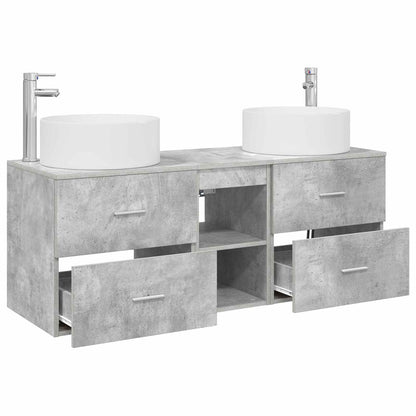 vidaXL Bathroom Furniture Set 3 pcs Concrete Grey 129 x 44.5 x 80 cm 4