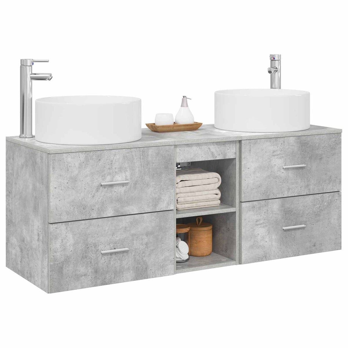 vidaXL Bathroom Furniture Set 3 pcs Concrete Grey 129 x 44.5 x 80 cm 3