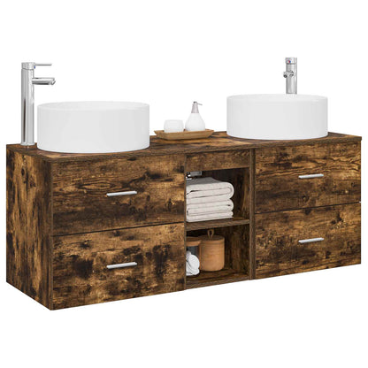 vidaXL Bathroom Furniture Set 3 pcs Smoked Oak 129 x 44.5 x 80 cm 3