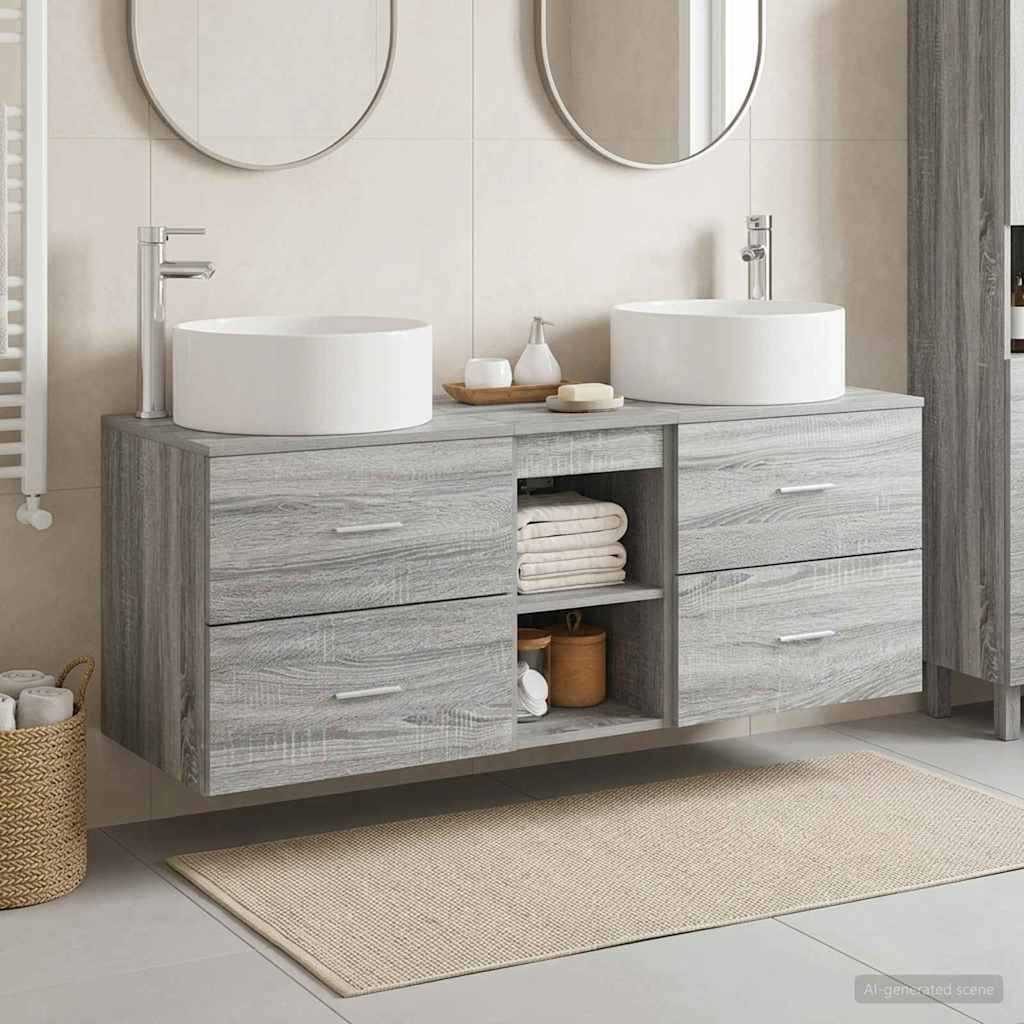 vidaXL Bathroom Furniture Set 3 pcs Grey Sonoma 129 x 44.5 x 80 cm 1