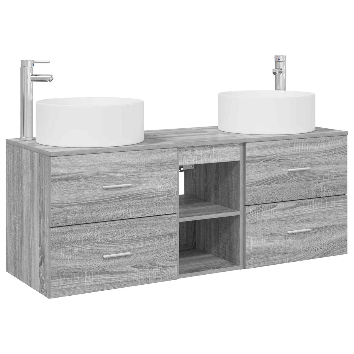 vidaXL Bathroom Furniture Set 3 pcs Grey Sonoma 129 x 44.5 x 80 cm 2