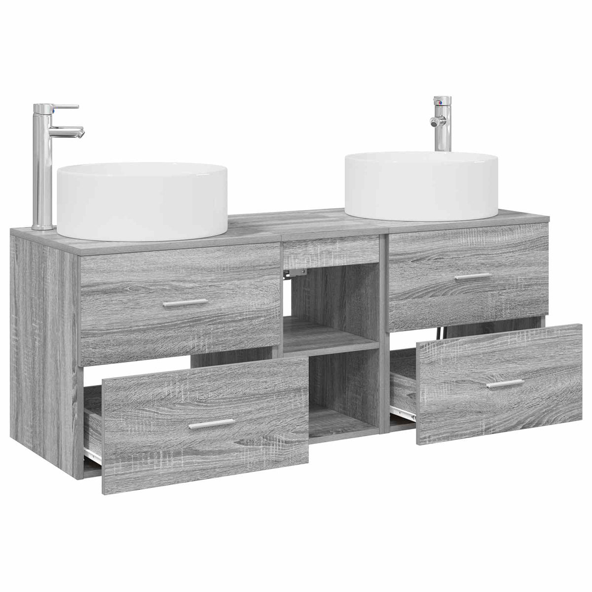 vidaXL Bathroom Furniture Set 3 pcs Grey Sonoma 129 x 44.5 x 80 cm 4