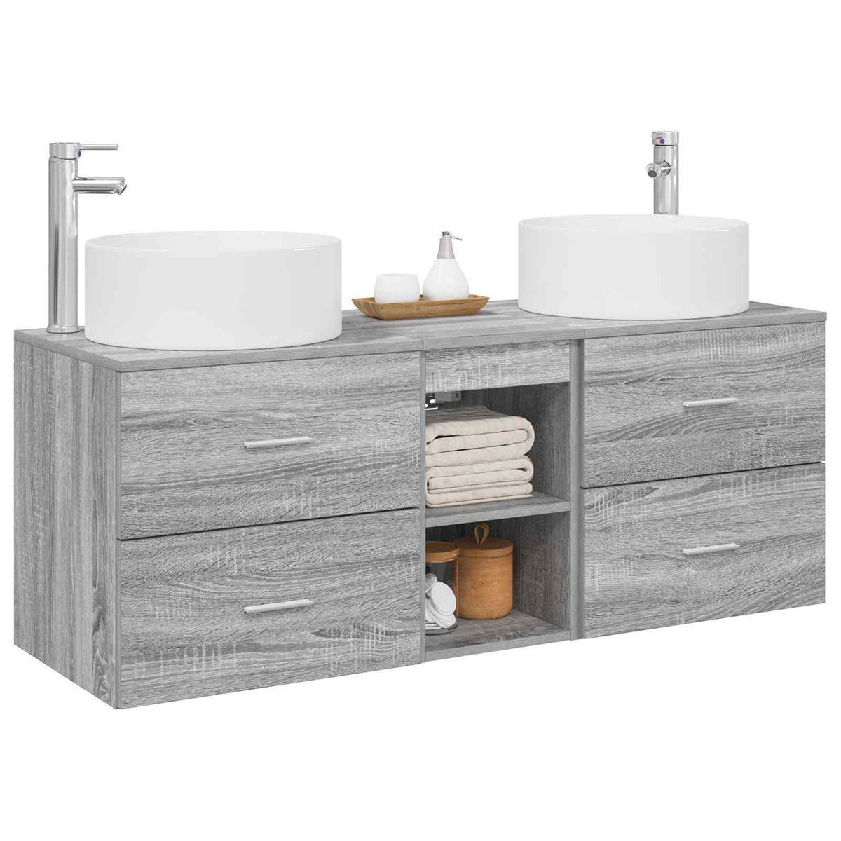 vidaXL Bathroom Furniture Set 3 pcs Grey Sonoma 129 x 44.5 x 80 cm 3