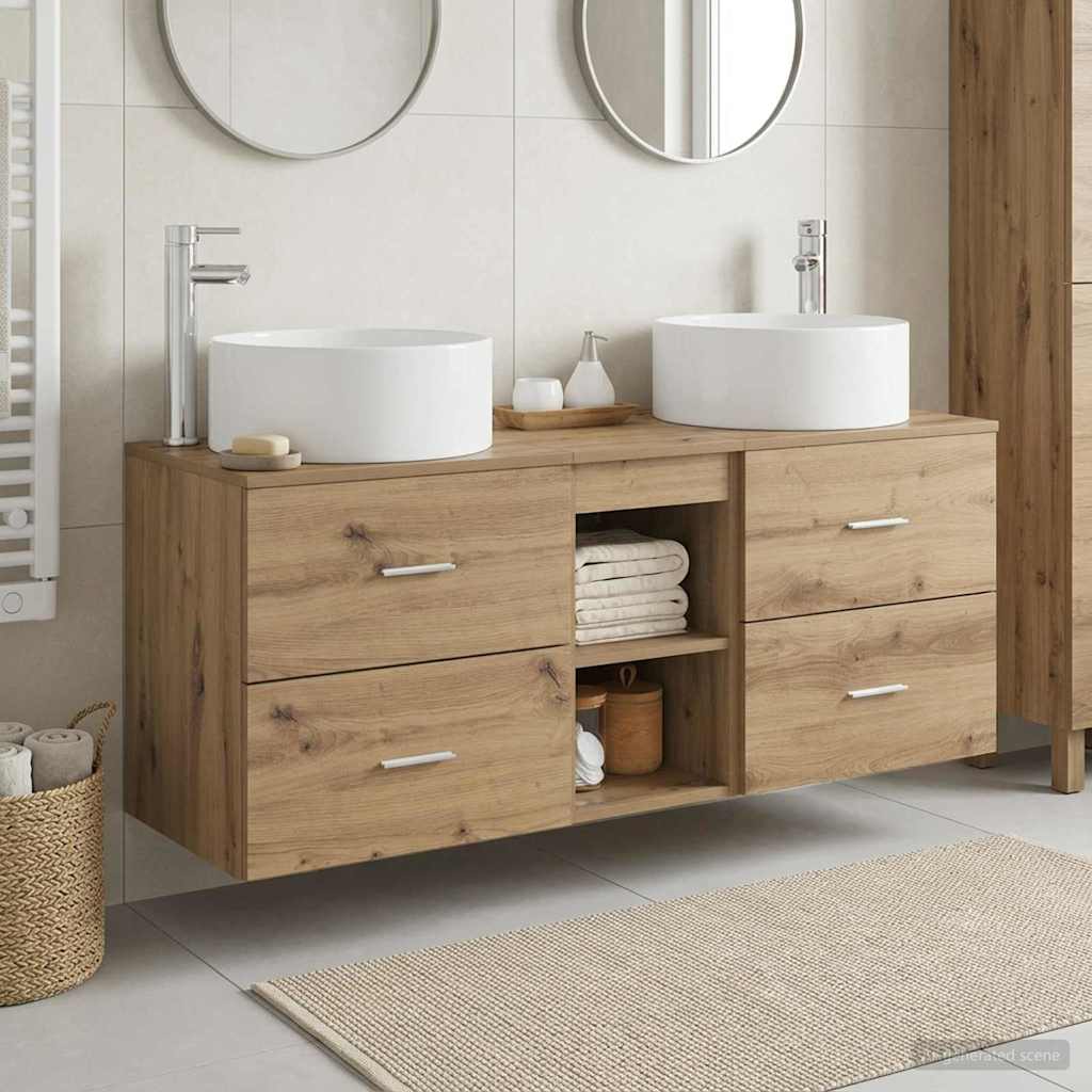 vidaXL Bathroom Furniture Set 3 pcs Artisan Oak 129 x 44.5 x 80 cm 1