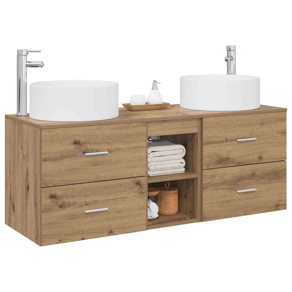 vidaXL Bathroom Furniture Set 3 pcs Artisan Oak 129 x 44.5 x 80 cm 3