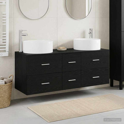 vidaXL Bathroom Furniture Set 3 pcs Black 49.5 x 44.5 x 65.5 cm 1