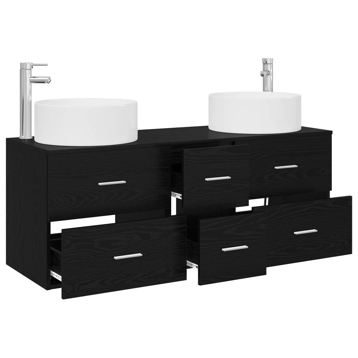 vidaXL Bathroom Furniture Set 3 pcs Black 49.5 x 44.5 x 65.5 cm 3