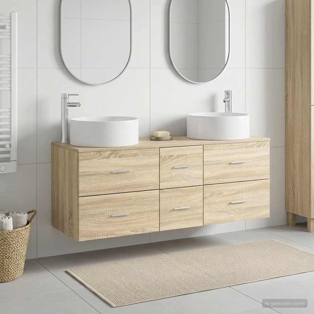 vidaXL Bathroom Furniture Set 3 pcs Sonoma Oak 49.5 x 44.5 x 65.5 cm 1