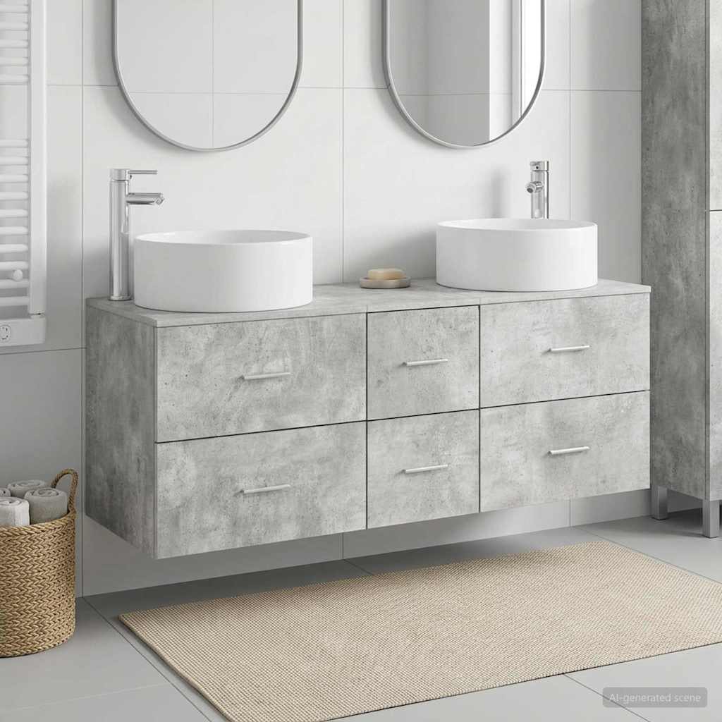 vidaXL Bathroom Furniture Set 3 pcs Concrete Grey 1