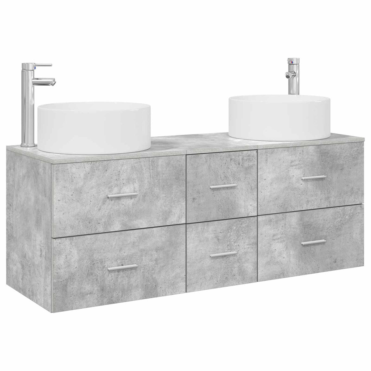 Bathroom Cabinet Set 3 pcs 129 x 44.5 x 80 cm Concrete grey
