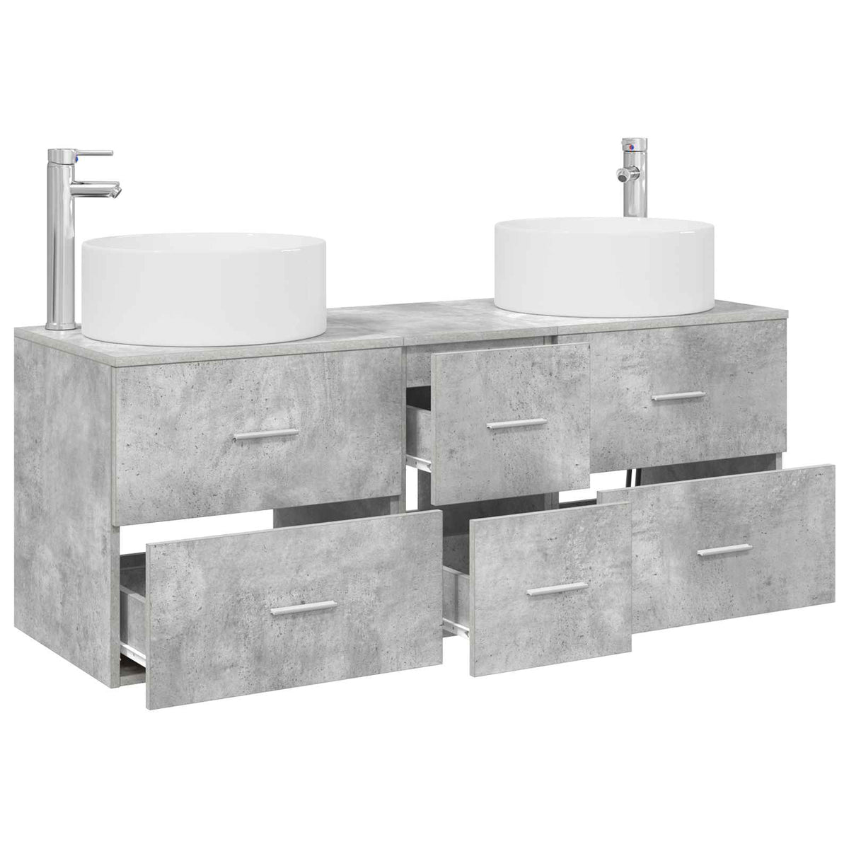 Bathroom Cabinet Set 3 pcs 129 x 44.5 x 80 cm Concrete grey