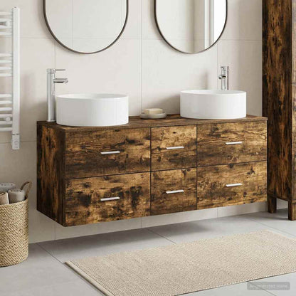 vidaXL Bathroom Furniture Set 3 pcs Smoked Oak 49.5 x 44.5 x 65.5 cm 1