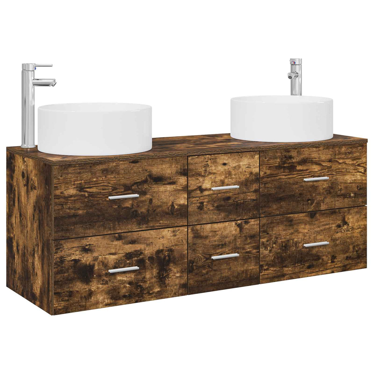 Bathroom Cabinet Set 3 pcs 129 x 44.5 x 80 cm Smoked oak