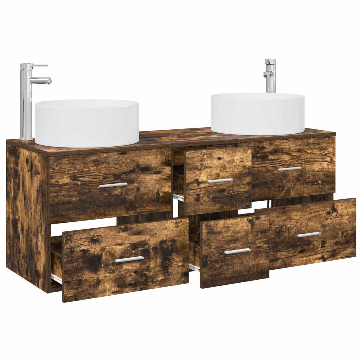 Bathroom Cabinet Set 3 pcs 129 x 44.5 x 80 cm Smoked oak