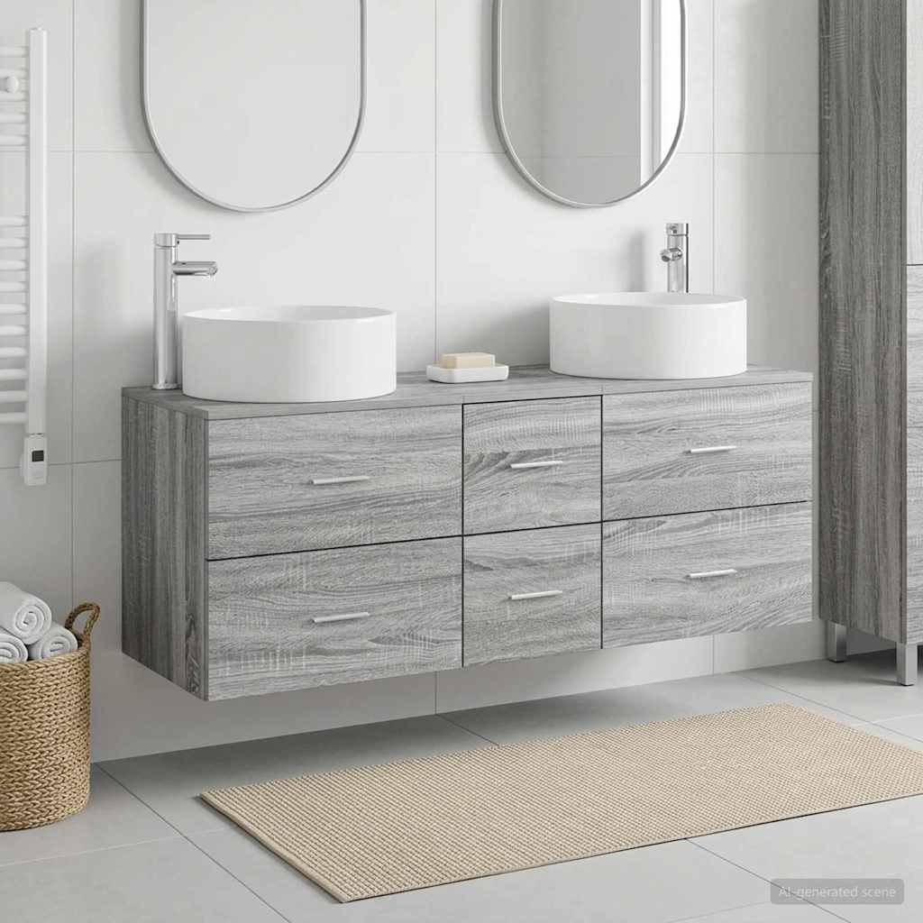 vidaXL Bathroom Furniture Set 3 pcs Grey Sonoma 49.5 x 44.5 x 65.5 cm 1