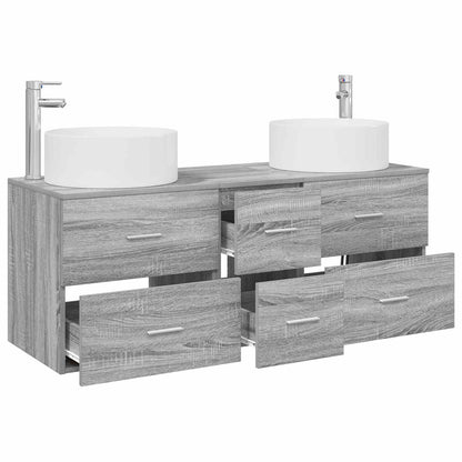 Bathroom Cabinet Set 3 pcs 129 x 44.5 x 80 cm Grey sonoma