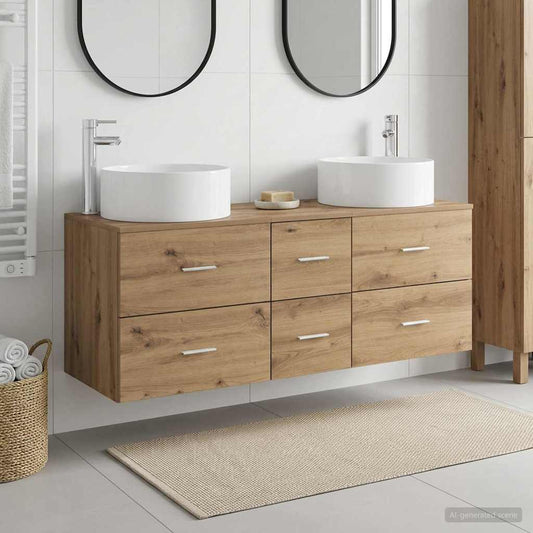 Bathroom Cabinet Set 3 pcs 129 x 44.5 x 80 cm Artisan oak