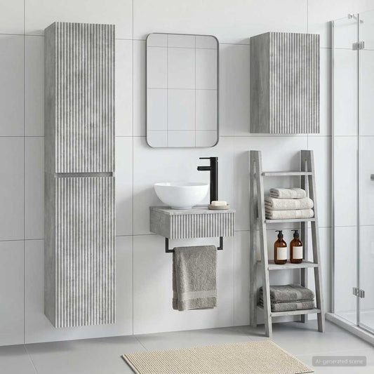 Bathroom Cabinet Set 3 pcs 33 x 34.5 x 160 cm Concrete grey