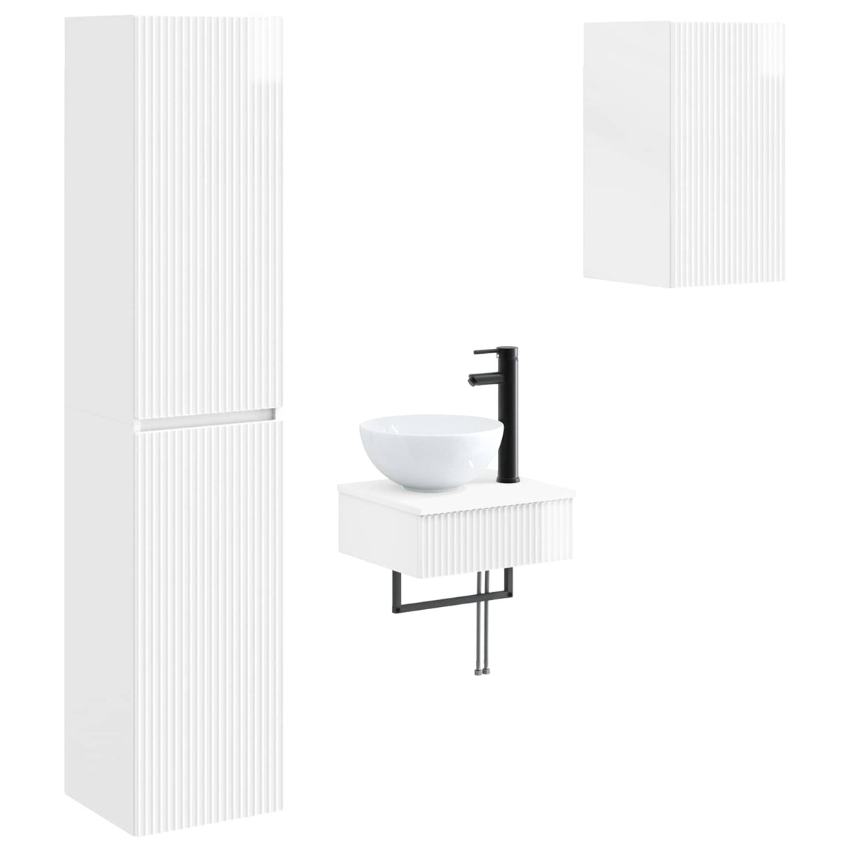 vidaXL Bathroom Furniture Set 3 pcs High Gloss White 2