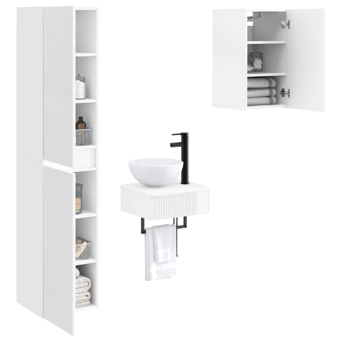 vidaXL Bathroom Furniture Set 3 pcs High Gloss White 3