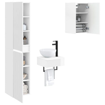 vidaXL Bathroom Furniture Set 3 pcs High Gloss White 3