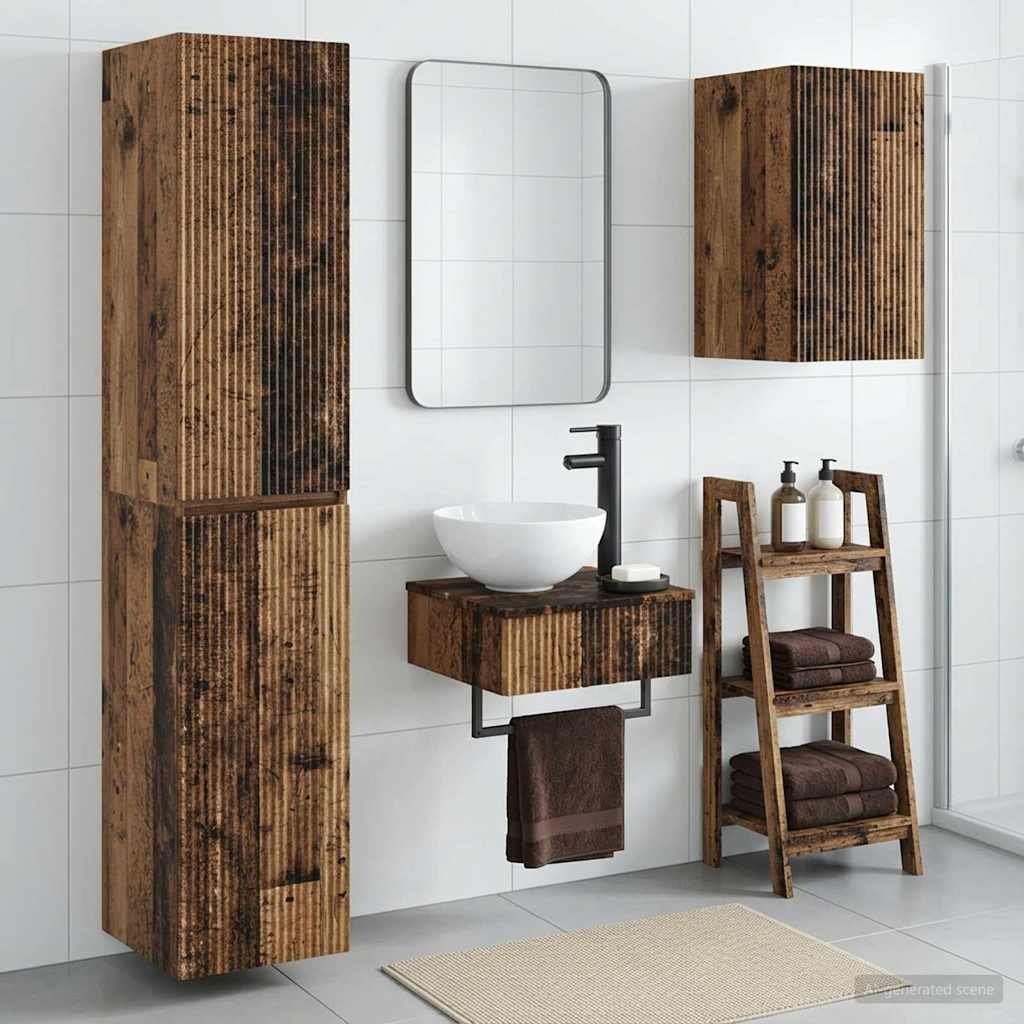 vidaXL Bathroom Furniture Set 3 pcs Old Wood 33 x 34.5 x 160 cm 1
