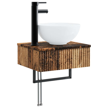 vidaXL Bathroom Furniture Set 3 pcs Old Wood 33 x 34.5 x 160 cm 4