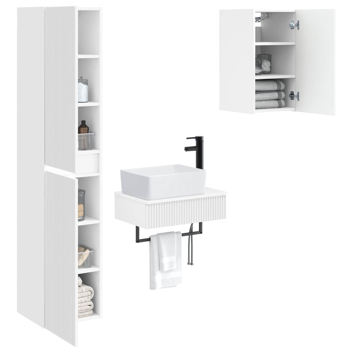 vidaXL Bathroom Furniture Set 3 pcs White 33 x 34.5 x 160 cm 3