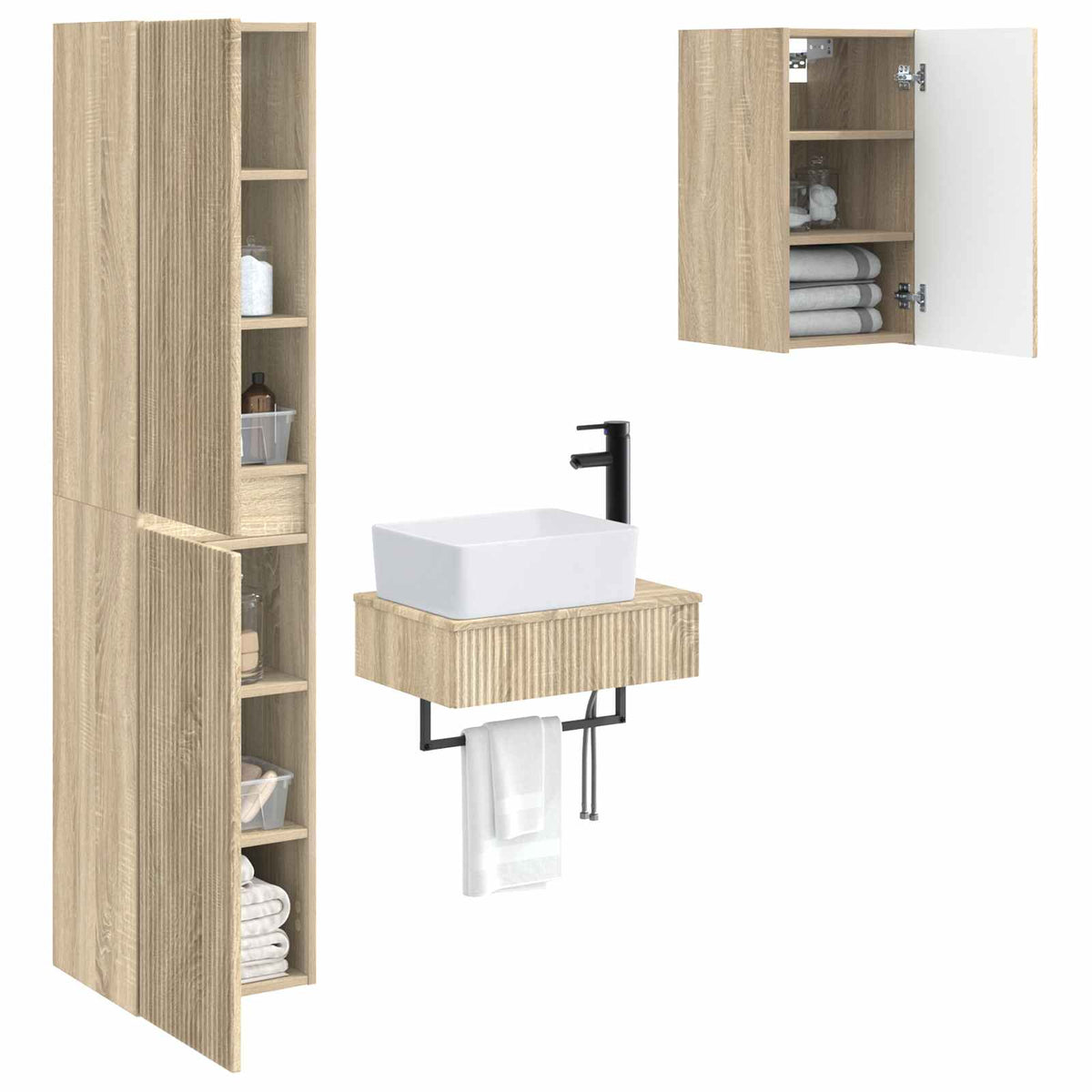 vidaXL Bathroom Furniture Set 3 pcs Sonoma Oak 33 x 34.5 x 160 cm 3