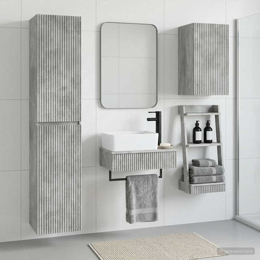 Bathroom Cabinet Set 3 pcs 33 x 34.5 x 160 cm Concrete grey