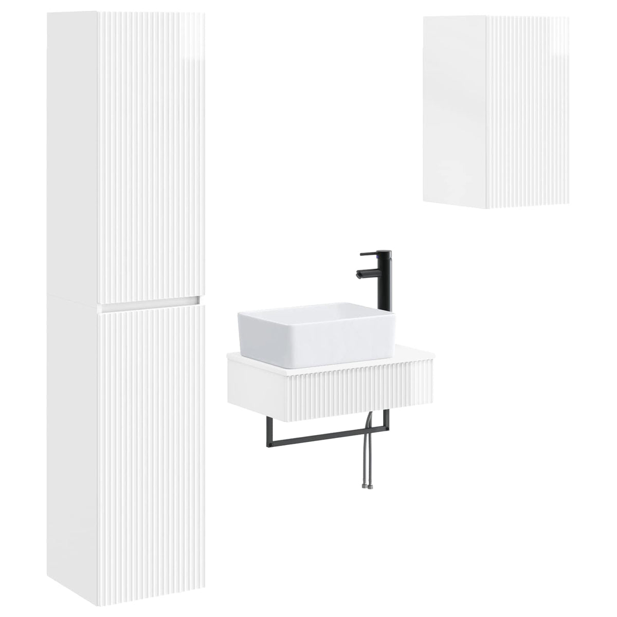 vidaXL Bathroom Furniture Set 3 pcs High Gloss White 2