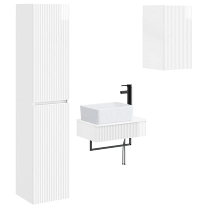 vidaXL Bathroom Furniture Set 3 pcs High Gloss White 2