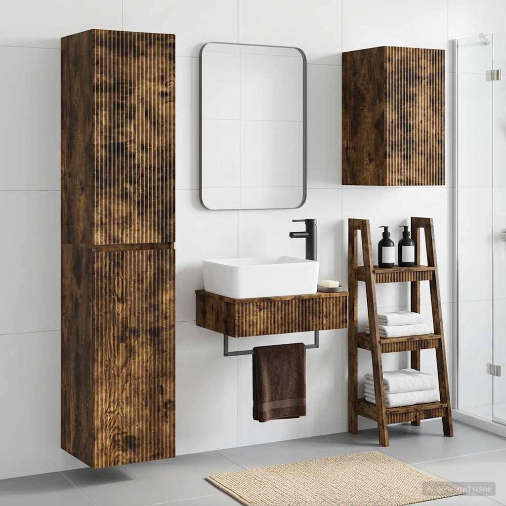 vidaXL Bathroom Furniture Set 3 pcs Smoked Oak 33 x 34.5 x 160 cm 1