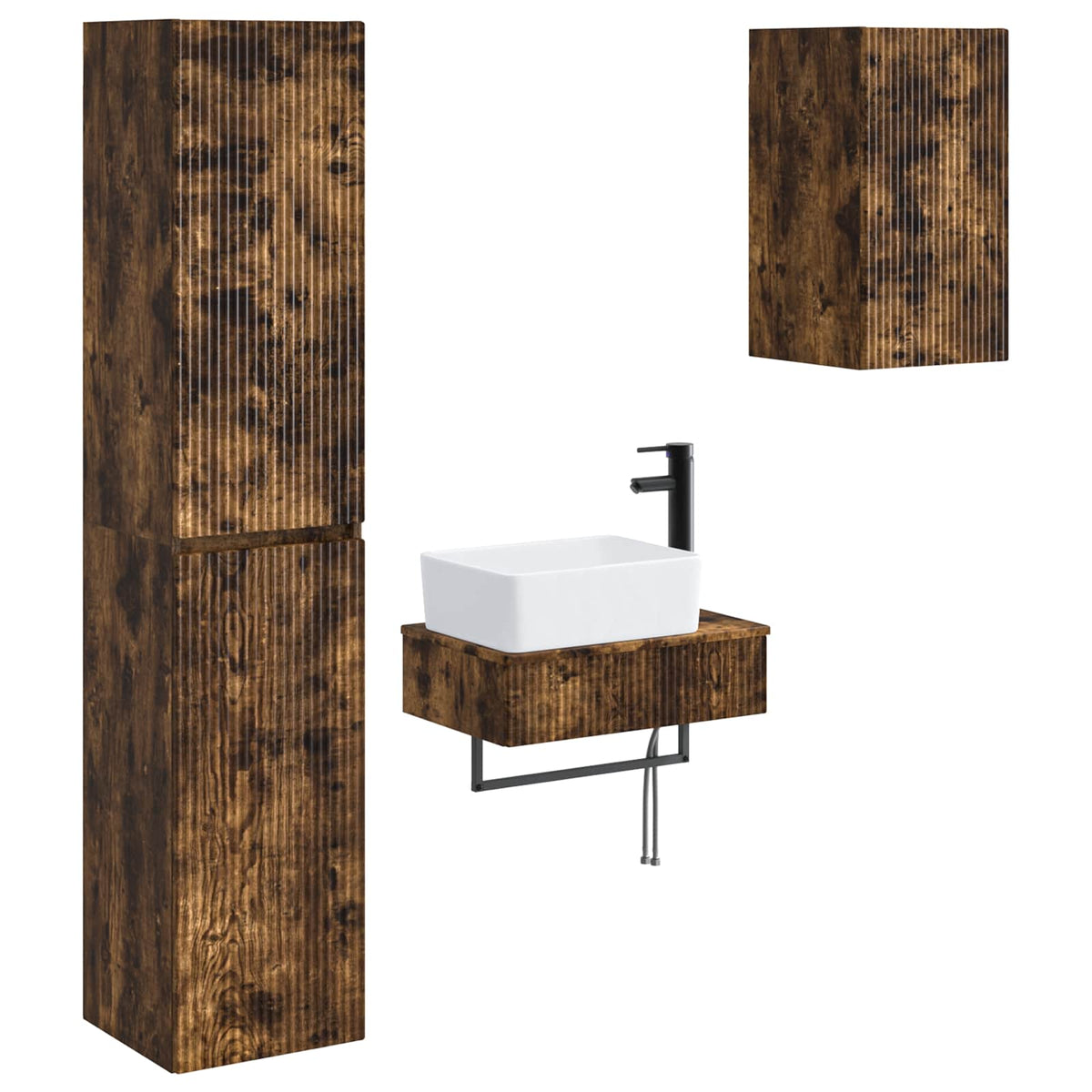 vidaXL Bathroom Furniture Set 3 pcs Smoked Oak 33 x 34.5 x 160 cm 2