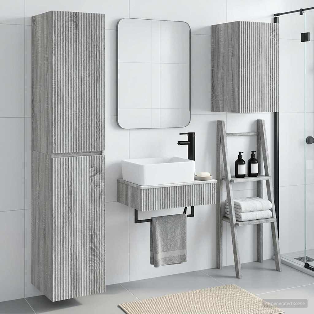 vidaXL Bathroom Furniture Set 3 pcs Grey Sonoma 33 x 34.5 x 160 cm 1