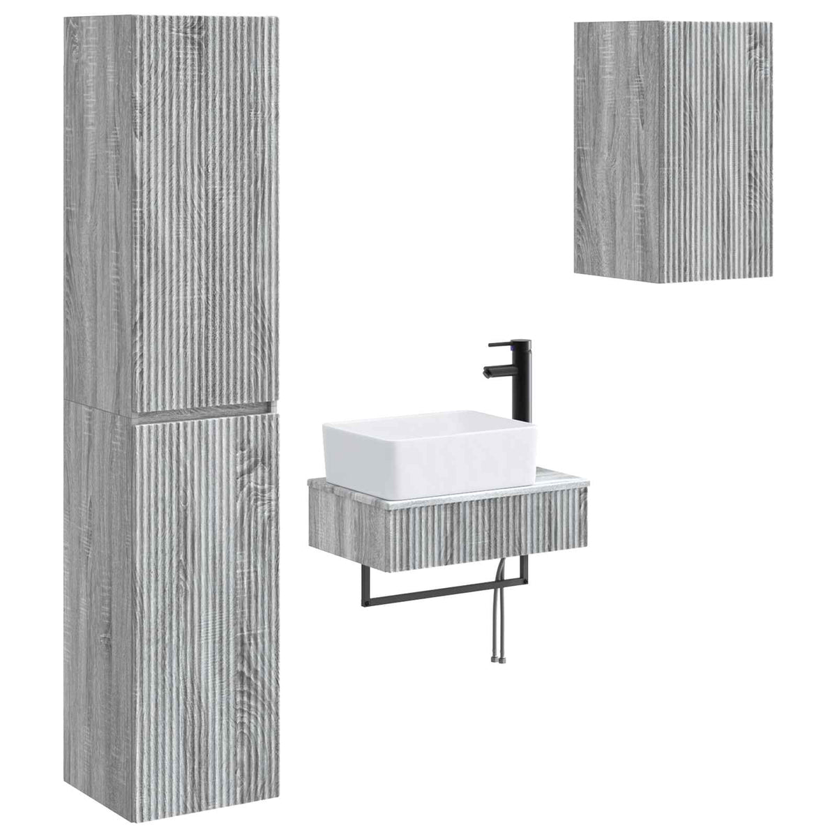 vidaXL Bathroom Furniture Set 3 pcs Grey Sonoma 33 x 34.5 x 160 cm 2
