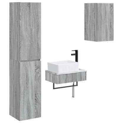vidaXL Bathroom Furniture Set 3 pcs Grey Sonoma 33 x 34.5 x 160 cm 2