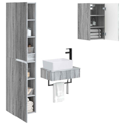 vidaXL Bathroom Furniture Set 3 pcs Grey Sonoma 33 x 34.5 x 160 cm 3