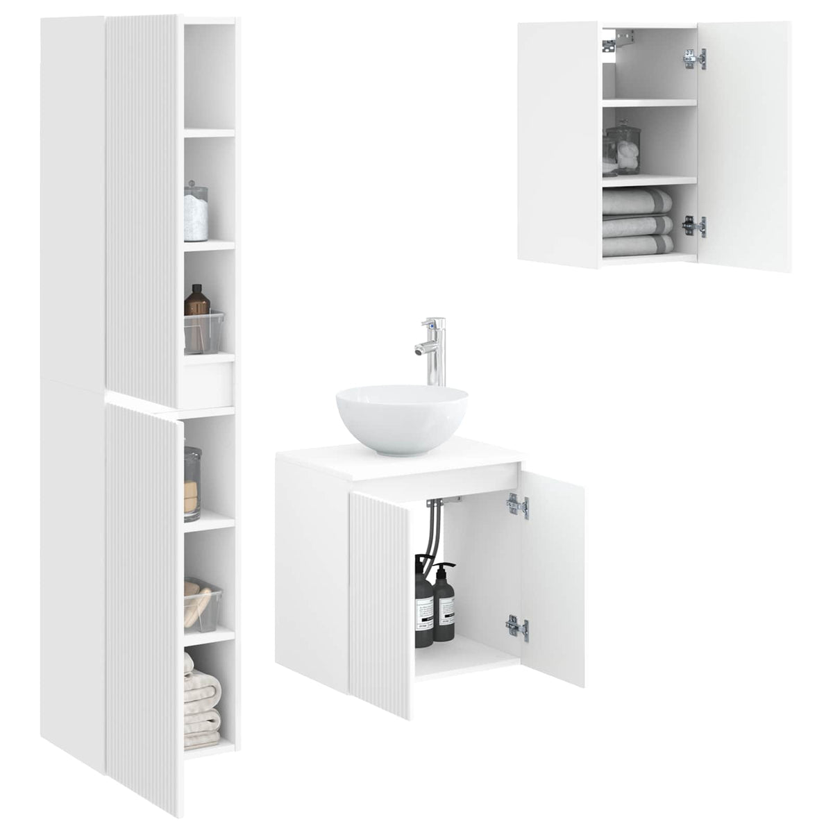 vidaXL Bathroom Furniture Set 3 pcs White 33 x 34.5 x 160 cm 3