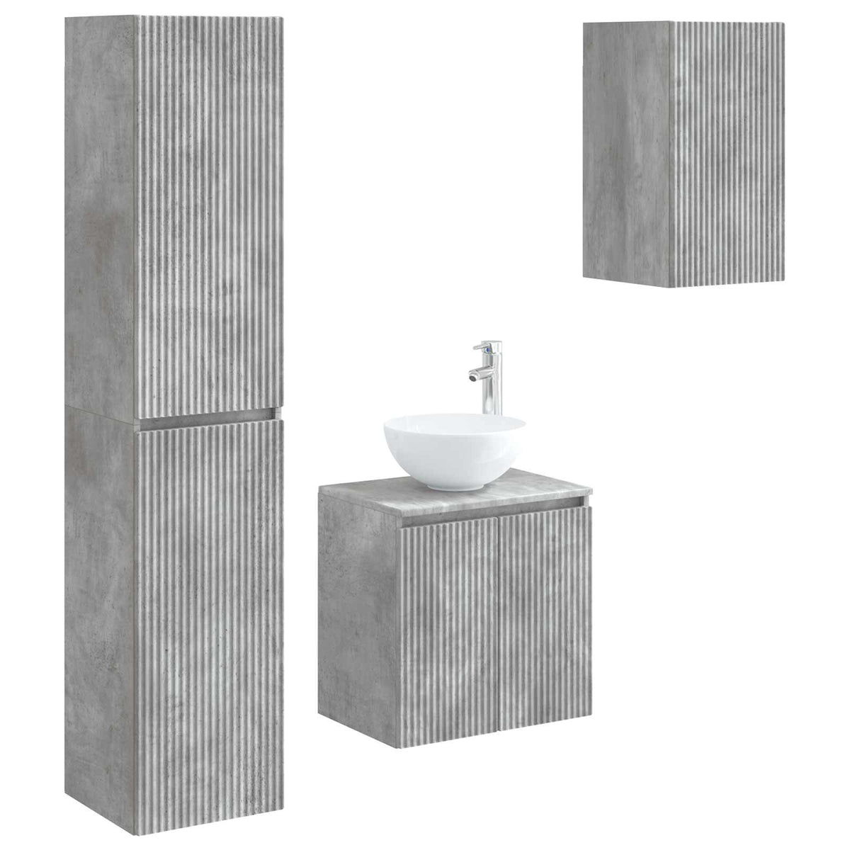 vidaXL Bathroom Furniture Set 3 pcs Concrete Grey 33 x 34.5 x 160 cm 2