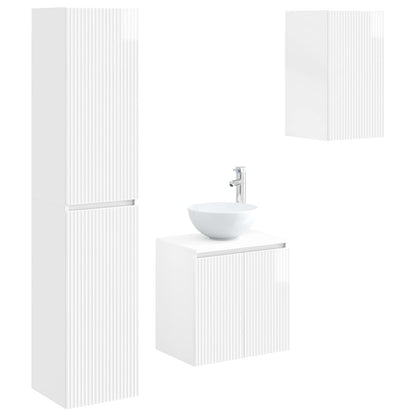 vidaXL Bathroom Furniture Set 3 pcs High Gloss White 2