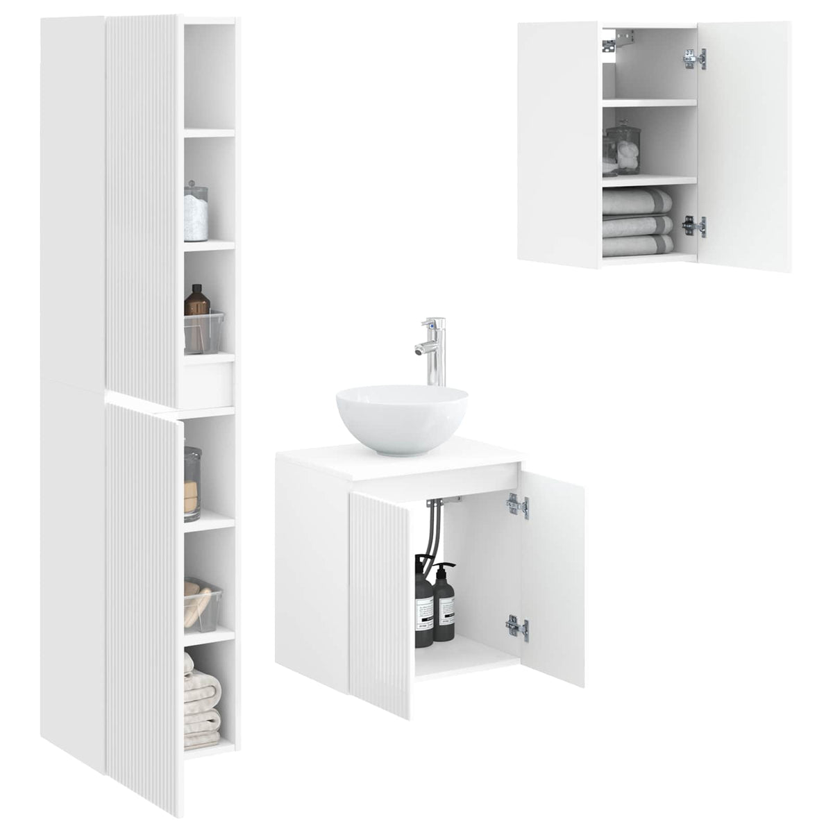 Bathroom Cabinet Set 3 pcs 33 x 34.5 x 160 cm High gloss white