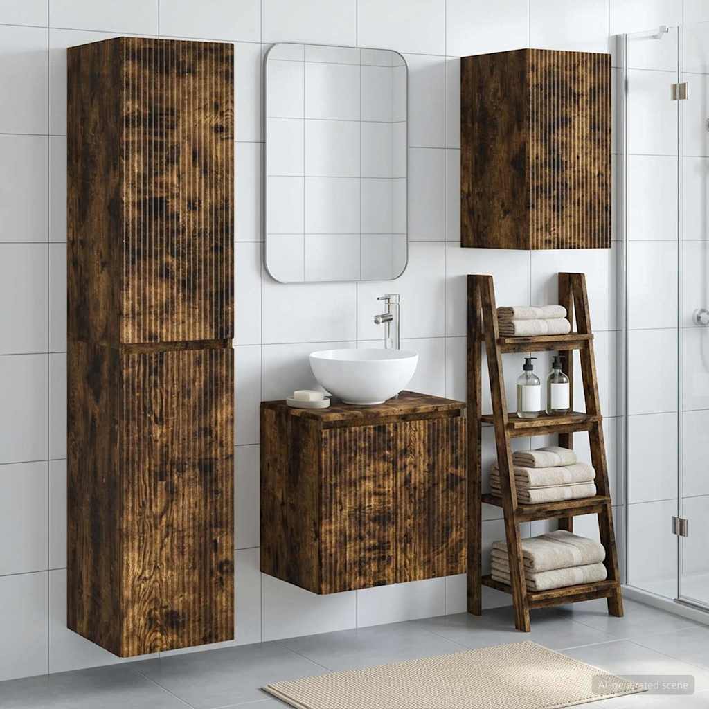 vidaXL Bathroom Furniture Set 3 pcs Smoked Oak 33 x 34.5 x 160 cm 1