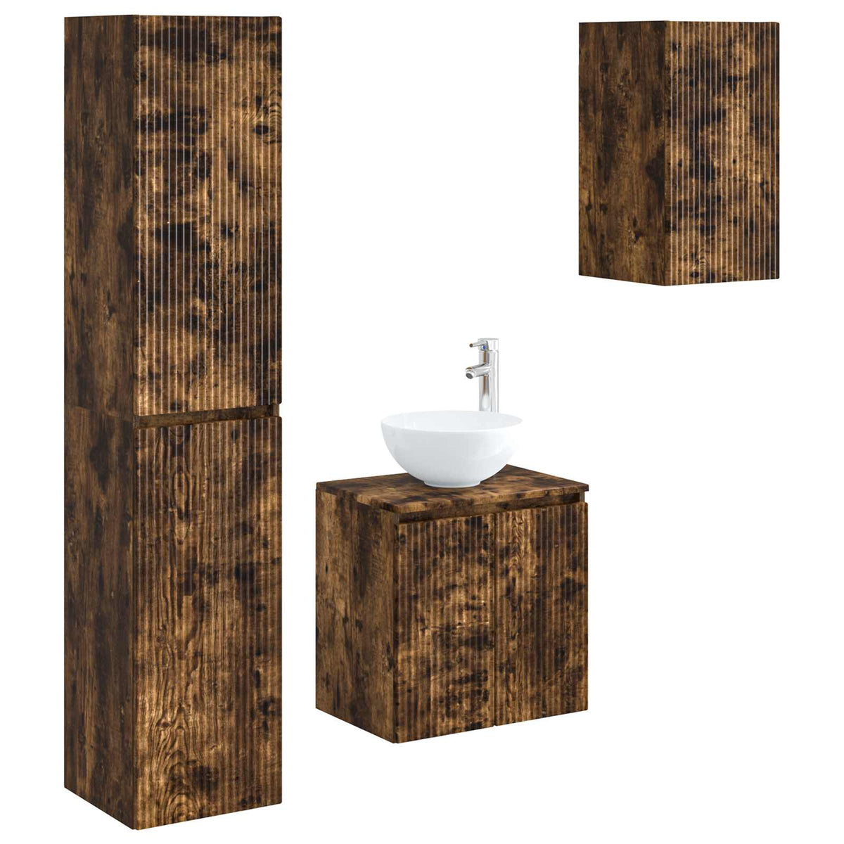 vidaXL Bathroom Furniture Set 3 pcs Smoked Oak 33 x 34.5 x 160 cm 2