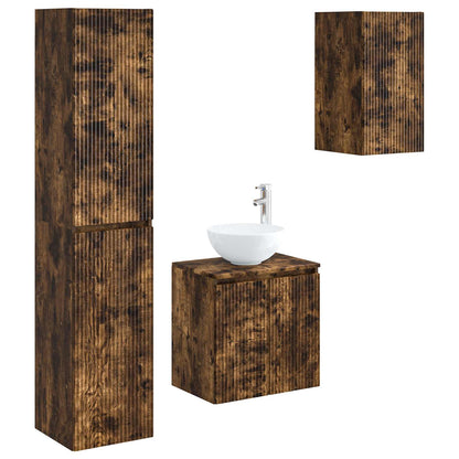 vidaXL Bathroom Furniture Set 3 pcs Smoked Oak 33 x 34.5 x 160 cm 2