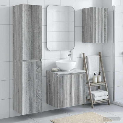 Bathroom Cabinet Set 3 pcs 33 x 34.5 x 160 cm Grey sonoma